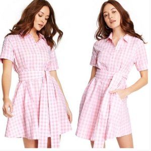 Elegant Pink Checkered Mini Dress